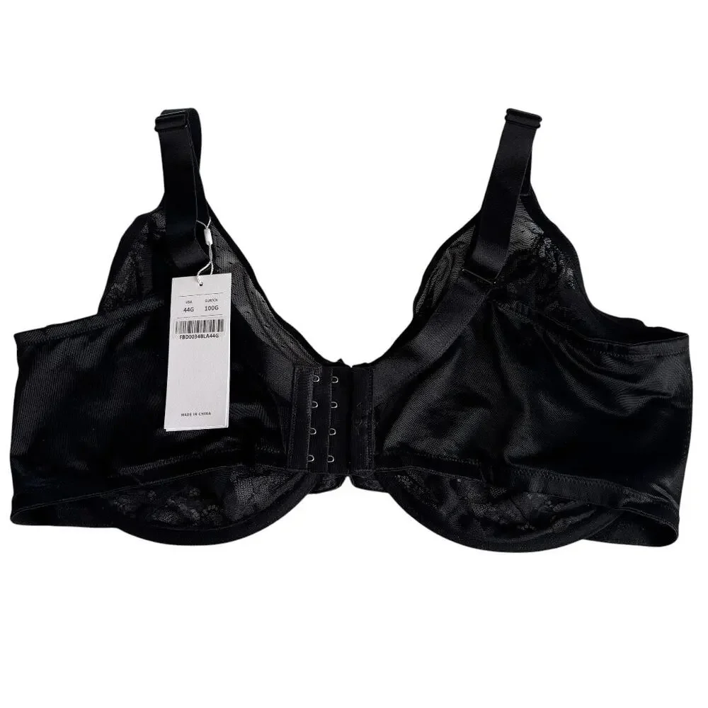 HSIA Enchante Black Lace Soft Mesh Underwire Bra Women's Size 44G NWT Lingerie